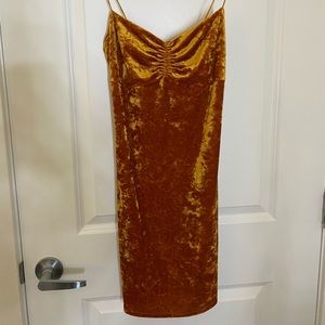 Gold velvet urban outfitters form fitting dress